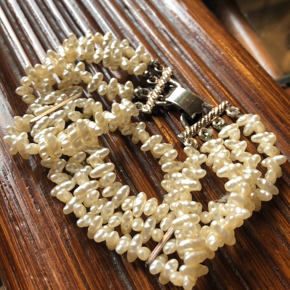 Mid Century Four Strand Rice Pearl Bracelet - Picture 3 of 8